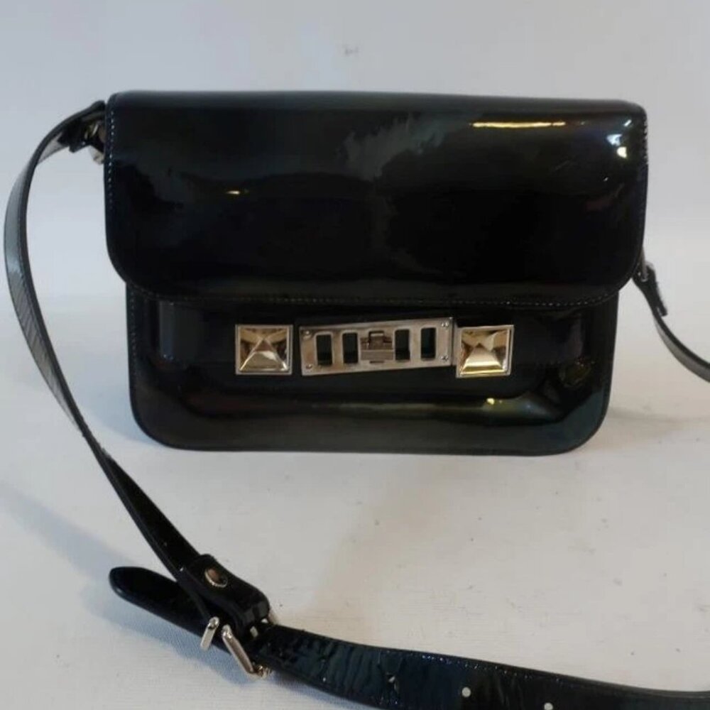 Authentic Proenza Schouler PS11 Black Holographic Patent Leather Shoulder Bag - Picture 2 of 16